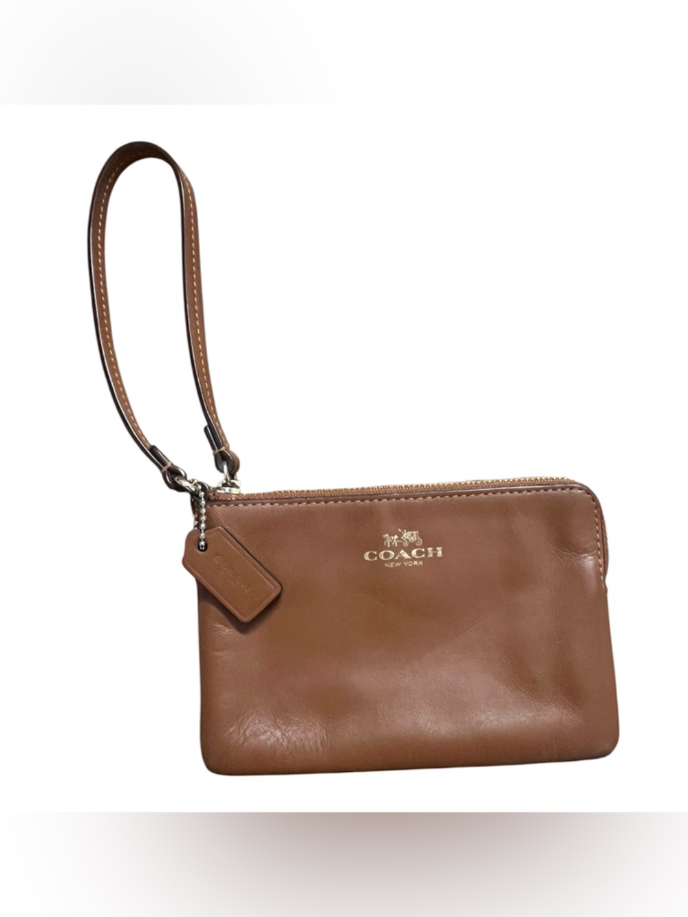 Coach Brown Leather Corner Zip Wristlet - Picture 3 of 8